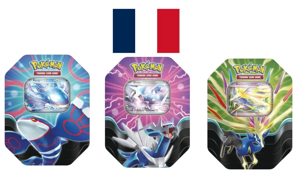 Pokémon JCC Tin box Légendes: Azur Kyogre-ex, Xerneas-ex & Dialga-ex FR