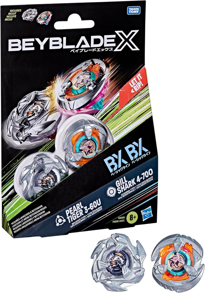 BEYBLADE X - Gill Shark 4-70O & Pearl Tiger 3-60U Dual Pack 