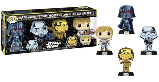 [POP4PACKSTARWARS] Funko POP 4 Pack: Star Wars Darth Vader / Stormtrooper / C-3PO / Luke Skywalker Retro Series SE
