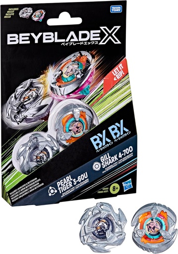 [4-70O&3-60U] BEYBLADE X - Gill Shark 4-70O & Pearl Tiger 3-60U Dual Pack 